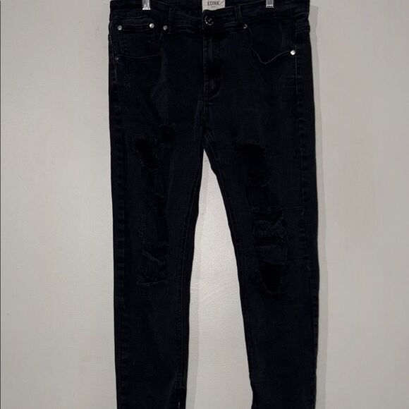 Black Distressed Jeans 36 x 32 - Picture 1 of 12